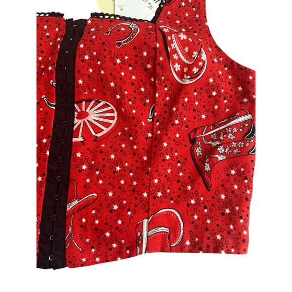 MONTEAU Red Western Crop Tank Top Size Medium NEW NWT - Picture 7 of 8